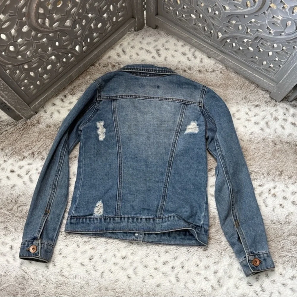 Ci Sono cropped jean jacket girls size 10 distressed denim girlhoodcore school